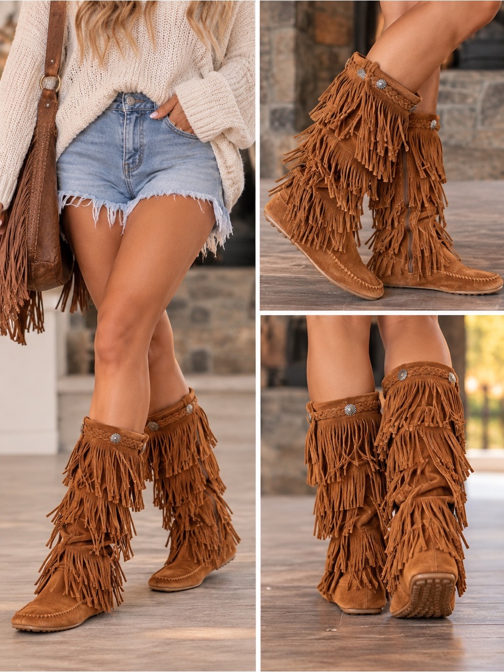 Minnetonka suede fringe boots